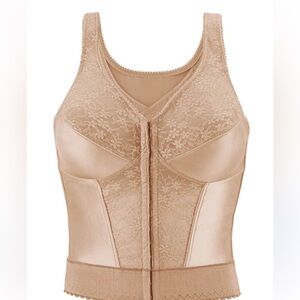 Posture Support Lace Front-Closure Full coverage Smooth Back Bra - Cream